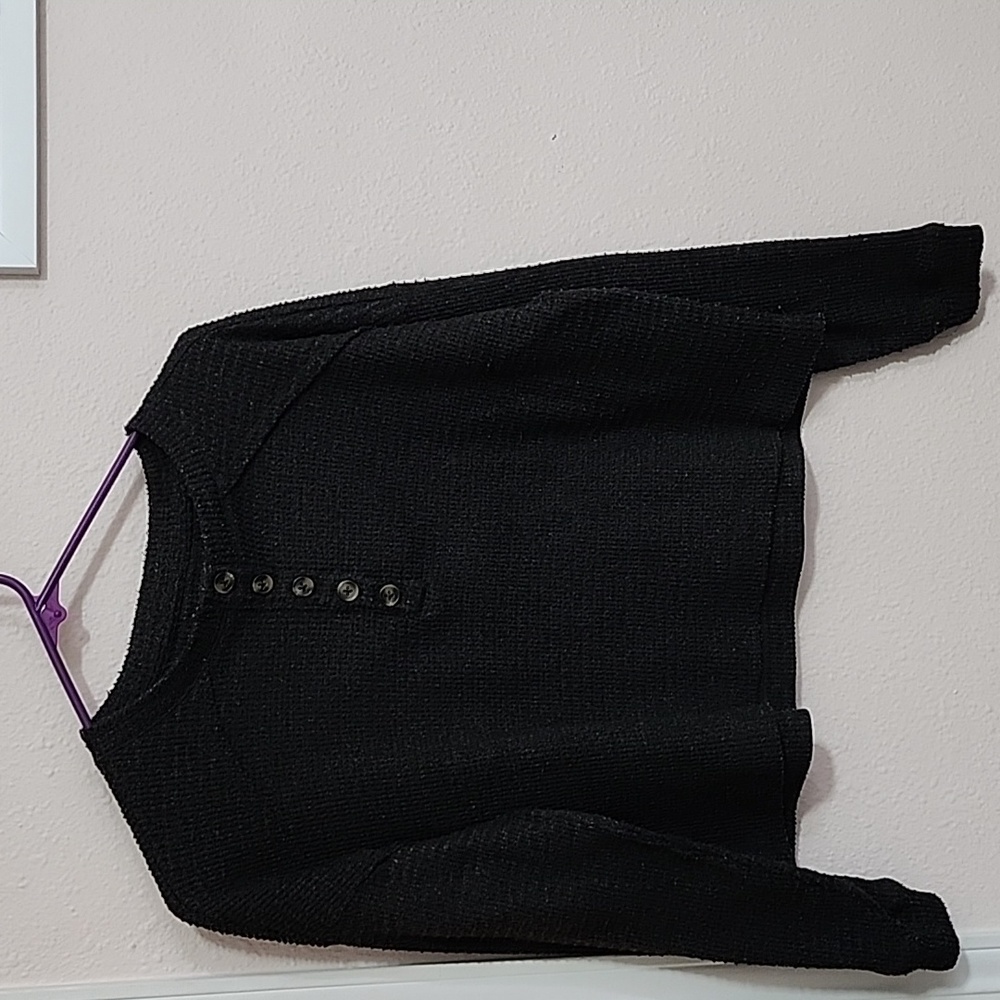 SO women's size small crew button up black crop sweater